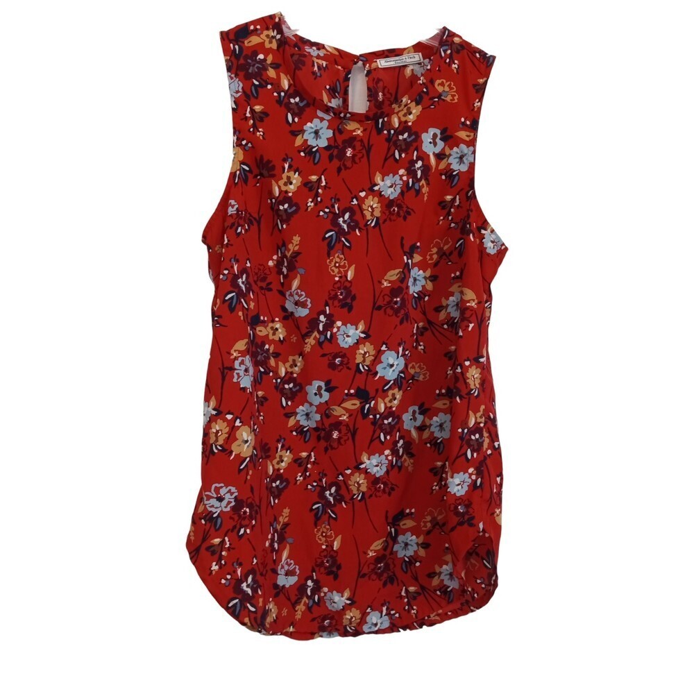 Abercrombie & Fitch red‎ floral sleeveless blouse